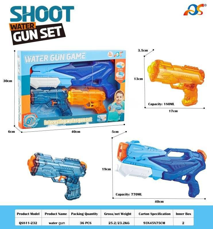 ست ۳ عددی تفنگ آبپاش Shoot Water Gun Set مدل QS811-232 با طراحی مدرن و مخزنهای متنوع