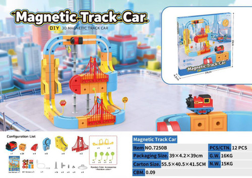 پیست ماشین مغناطیسی ساختنی 88 قطعه Magnetic Track Car مدل 7250B با لوکوموتیو برقی
