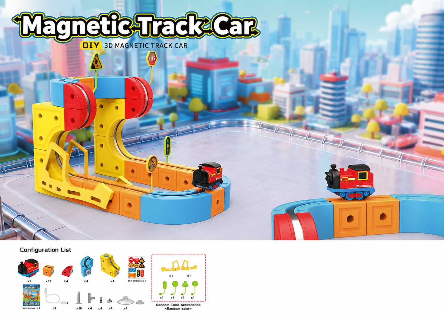 پیست ماشین مغناطیسی ساختنی Magnetic Track Car مدل 7250A با لوکوموتیو متحرک