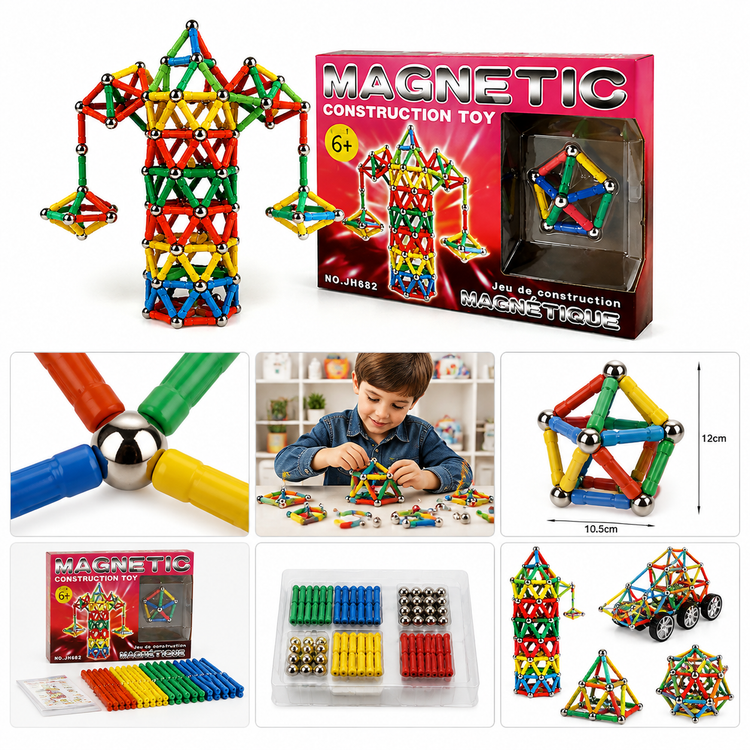 بازی ساختنی مگنتیک ۹۶ قطعه Magnetic Construction Toy مدل JH682